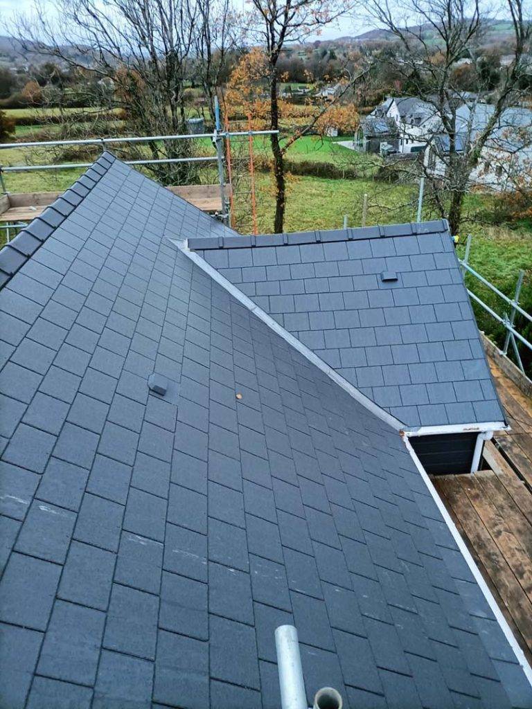 Grey slate roof tiles